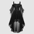 thumbnail image 1 of Huowey Vampire Gothic Dresses Womens Halloween LaceâUp Waist High-Low Fancy Cosplay Party Gown Off Shoulder Long Sleeve Eye-Catching Halloween Dress,Black,XXL, 1 of 4