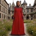 thumbnail image 1 of Huowey Medieval Witch Gothic Dresses Women Halloween Costume Elegant Fancy Cosplay Party Gown Crew Neck Long Sleeve Eye-Catching Halloween Dress,Red,M, 1 of 8