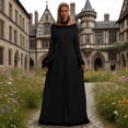 thumbnail image 1 of Huowey Witch Gothic Dresses Womens Halloween Elegant Fancy Cosplay Party Gown Crew Neck Long Sleeve Eye-Catching Halloween Dress,Black,M, 1 of 8