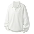 thumbnail image 1 of Huowey Men'S Casual Sweatshirt Knitted Loose Fit Shirt Long Sleeve Turn Down Collar V Neck Pullovers Solid Color Breathable Soft Comfortable Tops Dailywear, 1 of 3