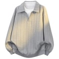 thumbnail image 1 of Huowey Men'S Casual Sweatshirt Knitted Loose Fit Shirt Long Sleeve Turn Down Collar Pullovers Solid Color Breathable Soft Comfortable Tops Dailywear, 1 of 3