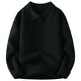 thumbnail image 1 of Huowey Men'S Knit Sweater Turndown Collar Polo Coat Solid Color Loose Fit Long Sleeve Pullovers Autumn Winter Warm Soft Comfy Dailywear, 1 of 2