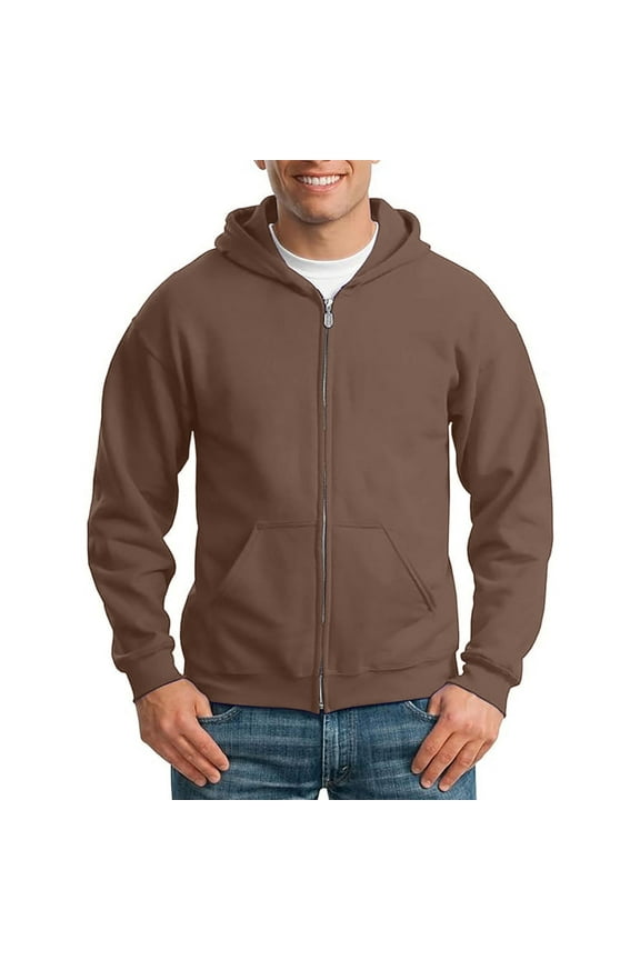 Men Sweatshirts Long Sleeve Zipper Up Hoodie Sweatshirt Solid Pullover Autumn Winter Sweaters With Pocket Loose Fit Clothes,Brown,L