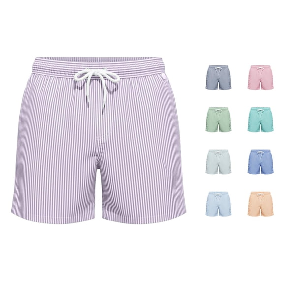 Huowey Men's Striped Swim Trunks Quick Dry Lightweight Board Shorts Elastic Drawstring Waist Casual Summer Swimwear For Beach Pool Vacation Breathable Shorts,M