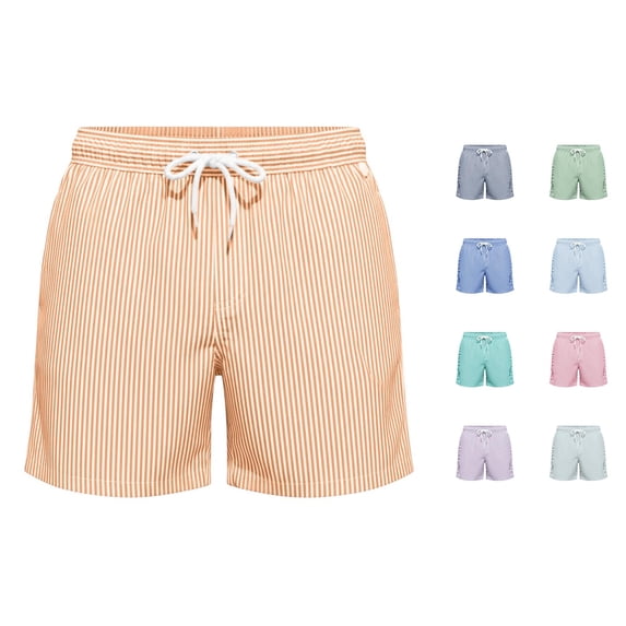 Huowey Men's Striped Swim Trunks Quick Dry Lightweight Board Shorts Elastic Drawstring Waist Casual Summer Swimwear For Beach Pool Vacation Breathable Shorts,L