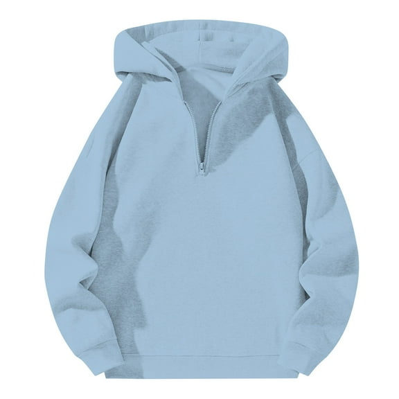 Huowey Men's Sweatshirt 1/4 Zip Up Solid Colors Hoodies Long Sleeve Casual Comfort Oversized Quarter Zipper Sport Sweatshirt Tops Clothing,Light Blue