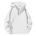 thumbnail image 1 of Huowey Men's Sweatshirt 1/4 Zip Up Solid Colors Hoodies Long Sleeve Casual Comfort Oversized Quarter Zipper Sport Sweatshirt Tops Streetwear,White, 1 of 6