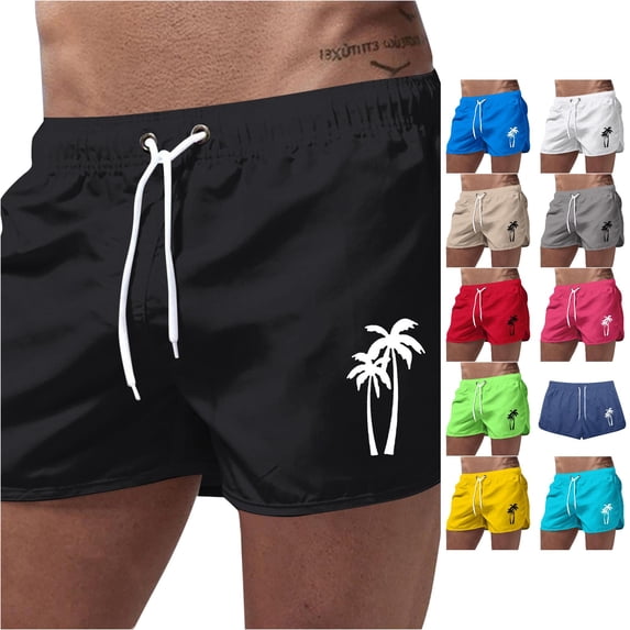 Huowey Men's Swim Trunks Quick Dry Beach Shorts With Tree Print Elastic Waist Drawstring Summer Board Shorts Lightweight Bathing Suit For Swimming Surfing Pool Vacation,3XL