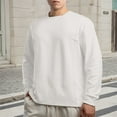 thumbnail image 1 of Huowey Mens Shirt Classic Crewneck Solid Color Long Sleeve Casual Sports Sweatshirt Oversized Soft Comfy Fashionable Layering Stylish Daily Wear,White,XXL, 1 of 7