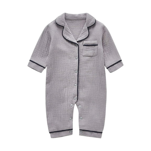 Huowey Newborn Baby Girl Boy Pajamas Romper Button Up Pajamas Footie Pj's Jumpsuit Clothes Classic Pjs, 6-12 Months