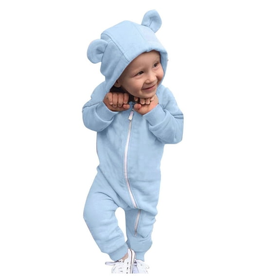 Huowey Baby Girls Boys Bear Ear Solid Color Jumpsuit Soft Romper Onesie Breathable Dailywear, 0-6 Months