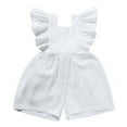 thumbnail image 1 of Huowey Baby Girls Boys Playsuits Ruffled Jumpsuit Fly Sleeve Romper Linen Overalls Summer Clothes Cute Dailywear, 6-12 Months, 1 of 2