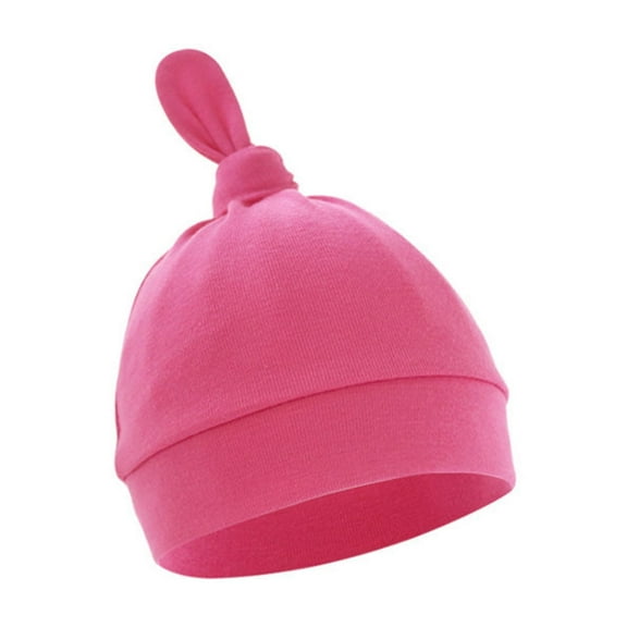 Huowey Newborn Baby Hat Cute Solid Color Knit Cotton Caps Winter Warm Cozy Soft Comfortable Beanie Hospital Hats For Baby Boys Girls,Hot Pink,One Size