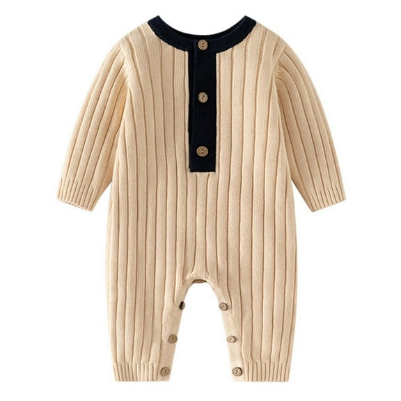 Huowey Baby Knit Sweater Fall New Long Sleeve Cotton Thread Baby Clothes Warm Fashion Baby Conjoined Relaxed Fit Dailywear, 0-3 Months