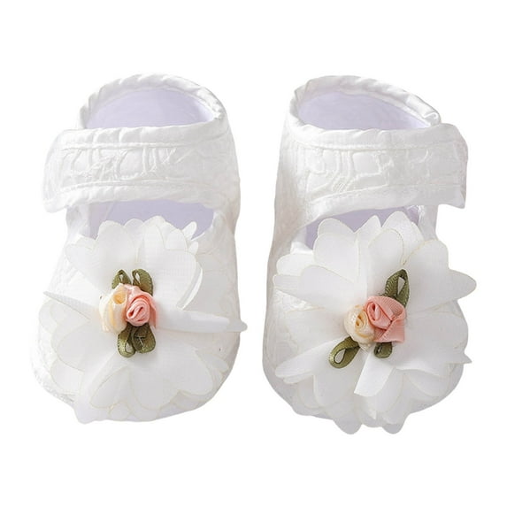 Huowey Newborn Baby Shoes Fashionable Simple Cute Flower Decoration Hook Loop Lightweight Walking Shoes Classic Footwear, 0-3 Months