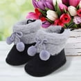 thumbnail image 1 of Huowey Newborn Girl Shoes Boy Cute Bow Fuzzy First Walking Booties Soft Sole Floor Shoes Fall Winter Warmth Lovely Footwear,Black,6-12 Months, 1 of 4