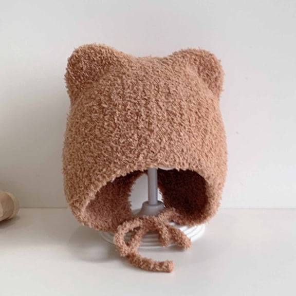 Huowey Newborn Hospital Hat Winter Warm Hat Beanie Solid Color Soft Cut Ears Cozy Lace Up Cap For Boys Outdoor Activities Dailywear,Coffee,One Size