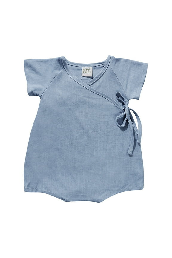 Kimono Robe Linen Yarn Robe Baby Solid Color Romper Japanese Pajamas Boho Pjs, 6-12 Months