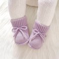 thumbnail image 1 of Huowey Shoes Girl Boys Knit Cute Bow Tie First Walking Shoes Soft Sole Floor Sneakers Fall Winter Warmth Cozy Footwear,Light Purple,0-3 Months, 1 of 4