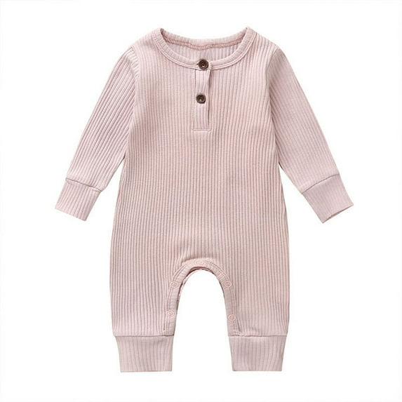 Huowey Newborn Winter Long Sleeve Boys Girls Ribbed Solid Color Jumpsuit Outwear For Baby Clothes Classic Dailywear, 9-12 Months