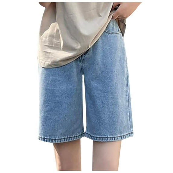 Huowey Pants for Women Baggy Jeans Shorts Knee Length Short Pants Casual Fashion Outwear Comfortable Denim Shorts