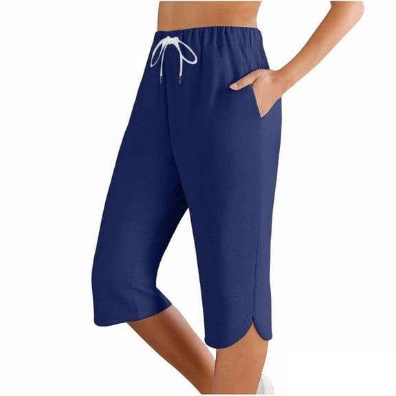 Huowey Pants for Women Fashion Solid Color Comfortable Casual Mid Waist Sport Pants