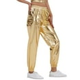thumbnail image 1 of Huowey Pants for Women Solid Color Plus Size Pants Street Trend Gold Stamping Sports Style Bright Leather Loose Performance Leggings, 1 of 6