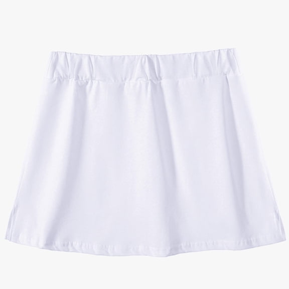 Huowey Shirt Extender For Women Mini Skirts Elastic Waist Solid Color Slip Underskirt Adjustable Layering Half Length Skirt Club Basic Leisure Dailywear,White,One Size