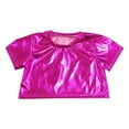 thumbnail image 1 of Huowey Shirt For Girls Shine Sequins Shirts Crop Top Short Sleeve Round Neck Carnival Performance Glitter Sequin Stretch Tee Dancewear Graphic Cotton Tee Top,Hot Pink,17-18 Years, 1 of 4
