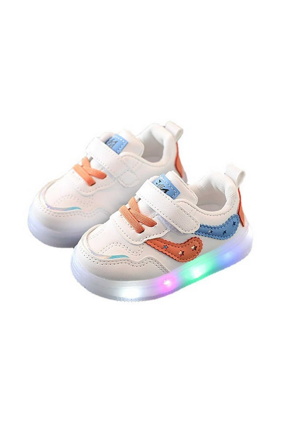 Shoes For Girls Lightweight Casual Breathable Sneakers Light-Up Shoes Lace Up Walking Flat Slip On Casual Shoes,Blue,19