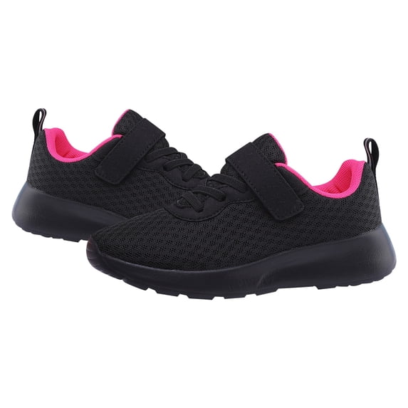 Huowey Shoes For Girls Solid Casual Running Walking Shoes Black Sneakers Breathable Comfort Lightweight Tennis Gym Shoes,Hot Pink,12-13Y