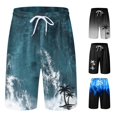 thumbnail image 1 of Huowey Shorts For Men Stylish Tree Print Swim Trunks Quick Dry Elastic Drawstring Waist Lightweight Board Shorts Casual Summer Swimwear For Beach Pool Vacation Beachwear,L, 1 of 4