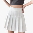 thumbnail image 1 of Huowey Skirts For Women Solid Color Pleated Fashion High Waisted A-Line Stylish Casual Uniform Mini Skirt Short Tennis Skater Skirts,White,S, 1 of 4