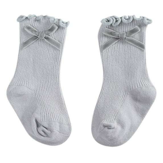 Huowey Socks For Girls Winter Warm Ankle Socks Solid Color Soft Cotton Fashion Breathable Comfortable Unifor Crew Socks,Grey,1-3 Years