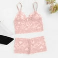 thumbnail image 1 of Huowey Sports Bras For Women Sleepwear Fashion Lingerie Set Lace Spaghetti Strap Tank Top With Shorts Pajamas 2 Piece Underwear Soft Bralettes Underwear,Pink,XXXL, 1 of 5