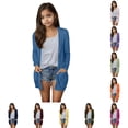 thumbnail image 1 of Huowey Stylish Girls Toddler Kids Summer Fall Cardigan Tops With Pocket Solid Color Long Sleeve Open Front Coat Jacket Casual Comfortable Lightweight School Beach Outwear,Navy,160, 1 of 7