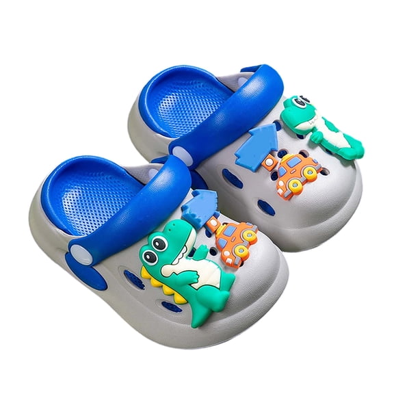 Huowey Summer Baby Girls Kids Garden Clogs Cute Cartoon Dinosaur Pattern Anti- Soft Sole Water Shoes Breathable Lightweight Indoor Outdoor Beach Pool Waterproof Footwear,Grey,1 Years