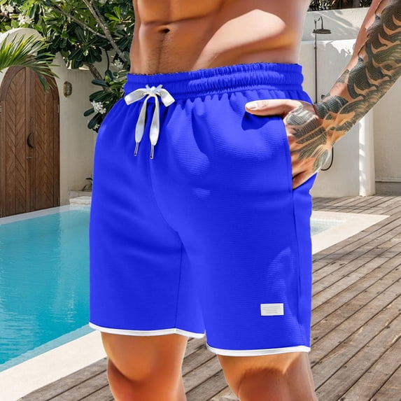 Huowey Summer Shorts For Men Casual Drawstring Waist Jacquard Texture Wide Leg Breathable Comfortable Lightweight Fashion Stylish Logo Baggy Running Gym Plus Size Shorts,BU2,XXXXL
