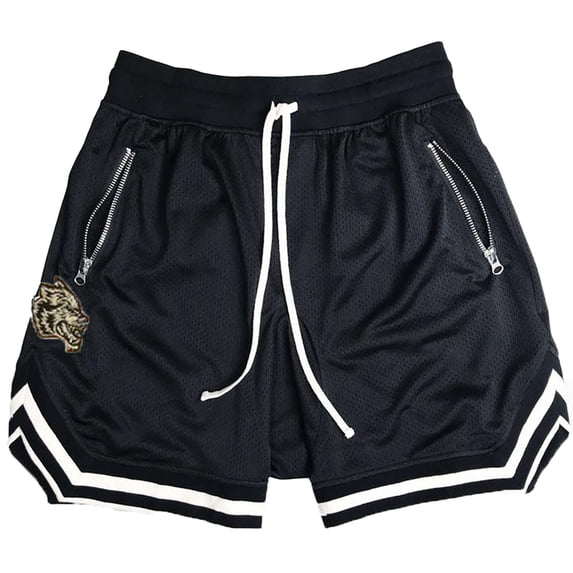 Huowey Summer Shorts For Men Casual Drawstring Waist Jacquard Texture Wide Leg Breathable Comfortable Lightweight Fashion Stylish Logo Baggy Running Gym Plus Size Shorts,Black,L