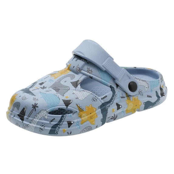 Huowey Summer Toddler Girls Clogs Garden Shoes Cute Cartoon Animal Graphic Lightweight Non- Tole Breathable Water Sandals Outdoor Beach Pool Soft Casual Footwear Slipper,Blue,6-7 Years