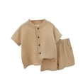 thumbnail image 1 of Huowey Toddler Baby Boy Clothes Set Toddler Summer Outfits Cotton Blend T-Shirts Short Sleeve T Shirt Tops Pocket Button Down Shirt Short Set Comfort Dailywear, 5-6 Years, 1 of 4