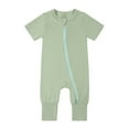 thumbnail image 1 of Huowey Toddler Baby Boys Girls Jumpsuits Footless Pajamas Zipper Short Sleeve Rompers Comfortable Sleeperwear Jumpsuit, 1 of 2