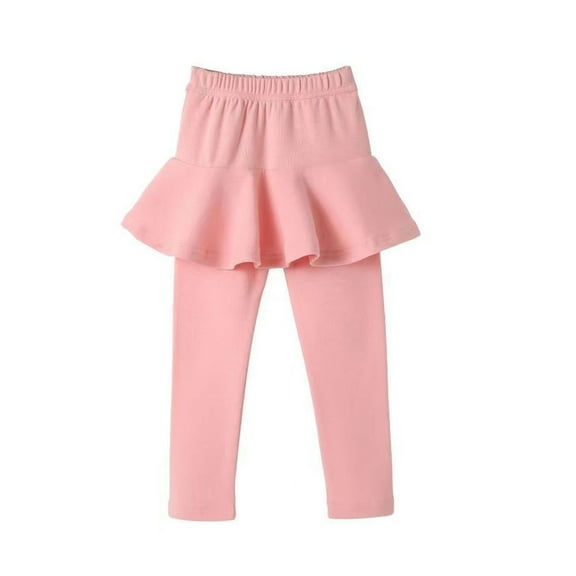 Huowey Toddler Baby Children Girls Leggings Ruffles Skirt Pants Solid Color Thicken Warm Pants