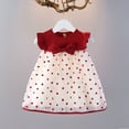 thumbnail image 1 of Huowey Toddler Baby Girl Princess Dress Ruffled Sleeveless Round Neck Patchwork Heart Print Mesh Tutu Dresses Valentines Day Clothes,Red,5-6 Years, 1 of 9