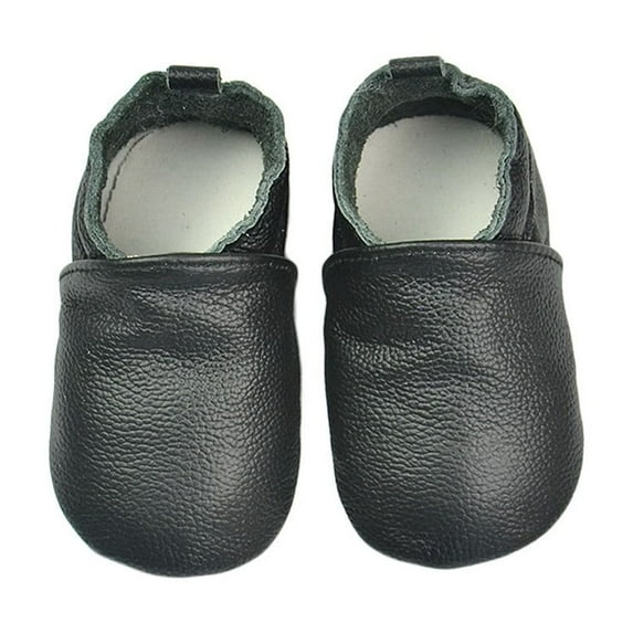 Huowey Toddler Baby Sneakers Hook And Loop Solid Color Soft Leather Spring Walking Shoes Floor Sports Flat Soles Non- Lightweight Comfortable Casual Footwear Dailywear,Black,6-12 Months
