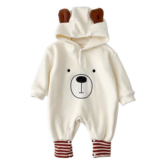 Huowey Toddler Baby Warm Bear Footie Romper Thick Jumpsuit Onesie One-Pieces Winter Outerwear Boho Dailywear, 12-18 Months