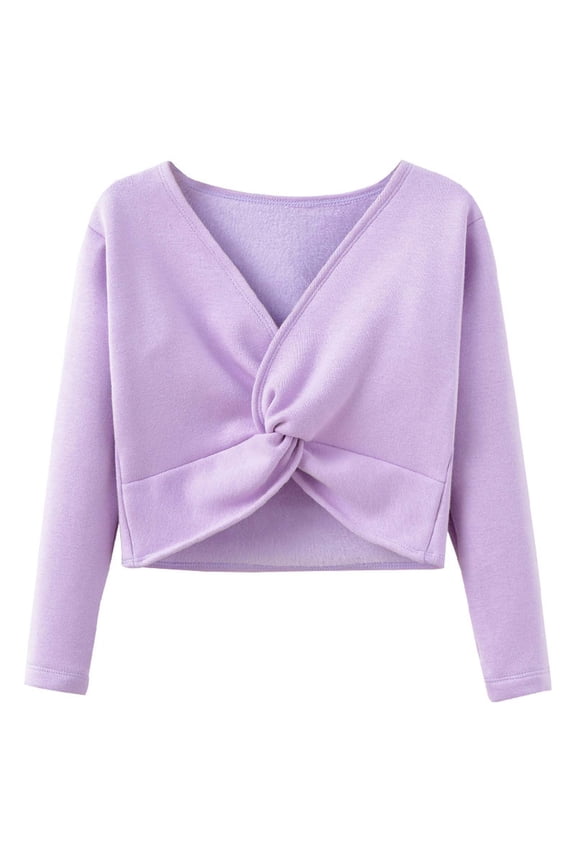 Toddler Basic Tops Ballet Solid V-Neck Long Sleeve Thermal Layering Cardigan Coats Dancewear Practice Training Fashion Outwear Clothing,Purple,3-4 Years