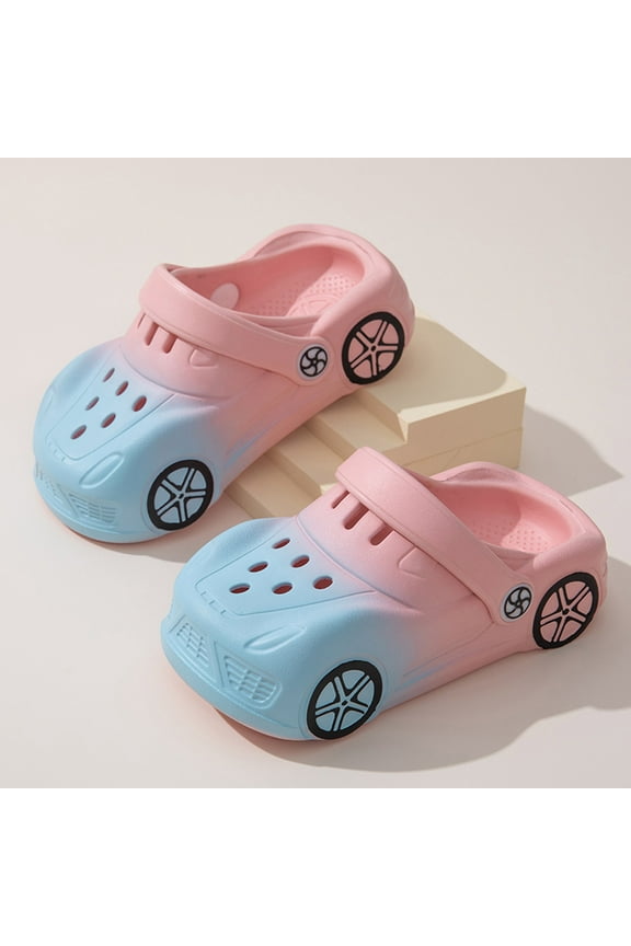 Toddler Boys Clogs Garden Sandals Gradient Shoes Thick Sole Summer Breathable Hollow Out Beach Pool Sandals Cute Indoor Outdoor Slippers Soft Cozy Sneakers Lightweight Shoes,Pink,4.5-5 Years