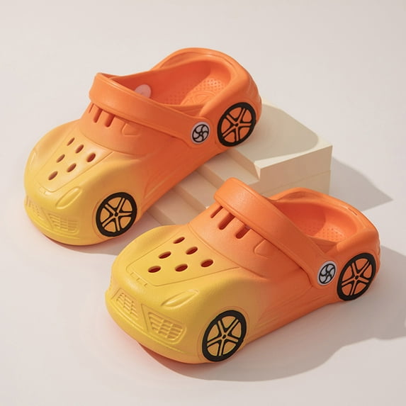 Huowey Toddler Boys Clogs Garden Sandals Gradient Shoes Thick Sole Summer Breathable Hollow Out Beach Pool Sandals Cute Indoor Outdoor Slippers Soft Cozy Sneakers Barefoot Shoes,Orange,18-24 Months