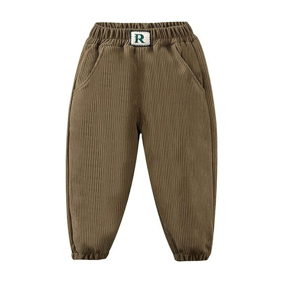 Huowey Toddler Boys Corduroy Pants Cargo Sweatpants Solid Color Elastic Waist Casual Long Trousers Leisure Dailywear, 5-6 Years